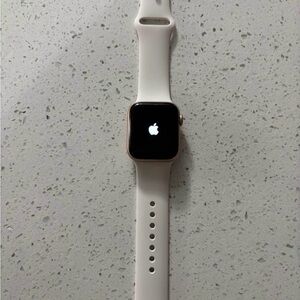 Apple Smartwatch with White Band and Black Display